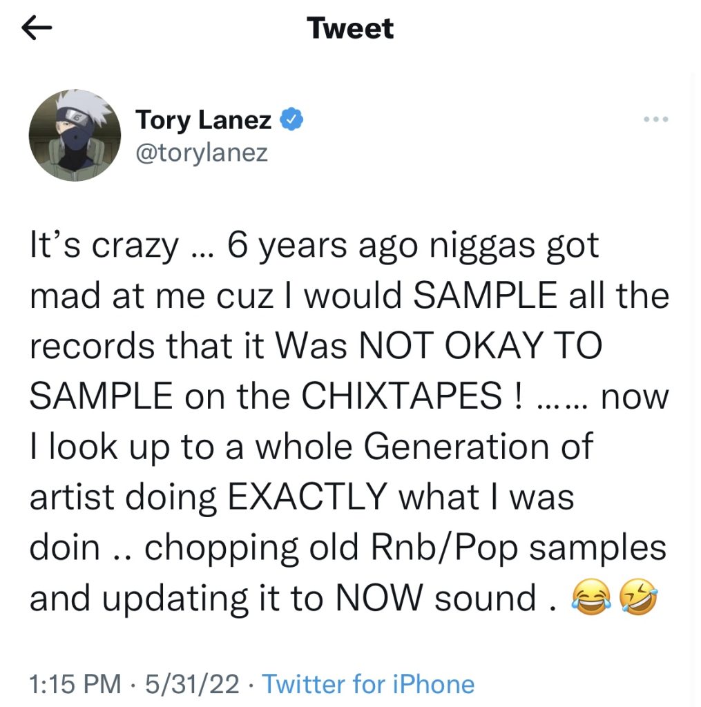 Tory Lanez says other artists sample R&B songs like he does now 