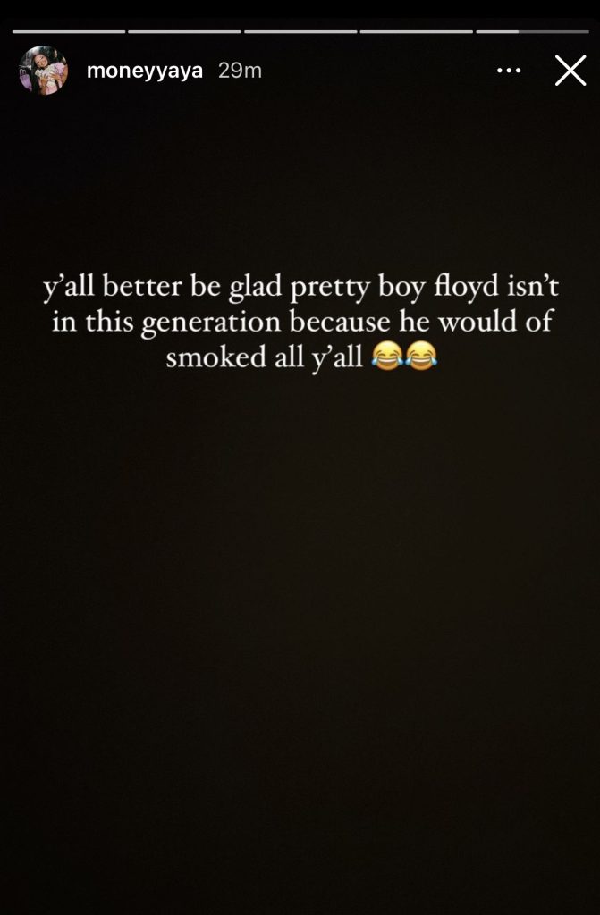 Floyd Mayweather's daughter says prime Floyd can smoke current boxers