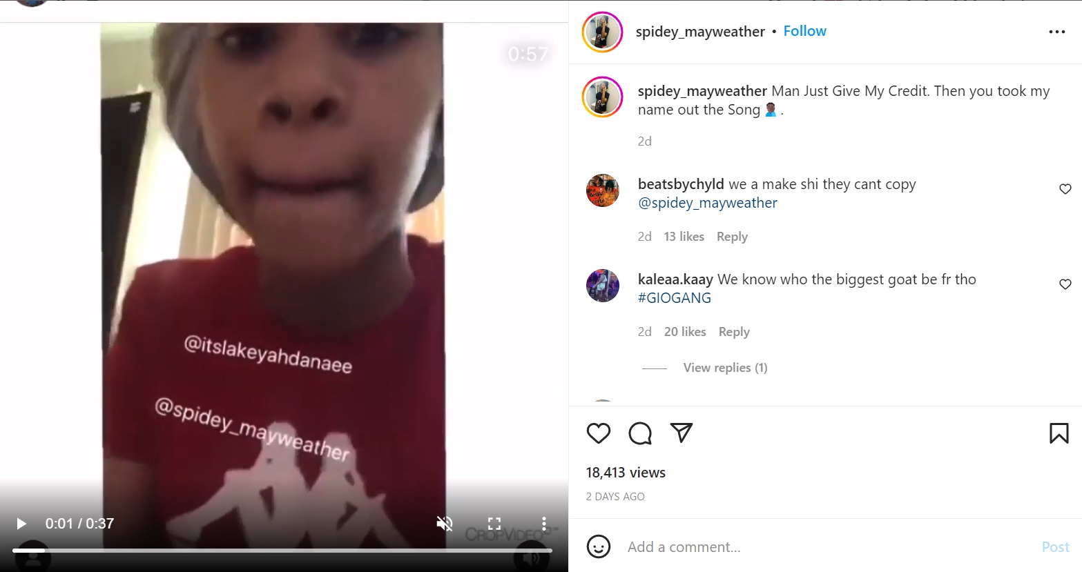 Spidey Mayweather exposes Lakeyah for stealing his song Goat