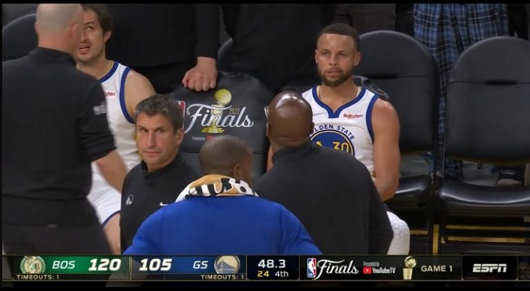 Stephen Curry watches in shock as Celtics go on 17-0 run
