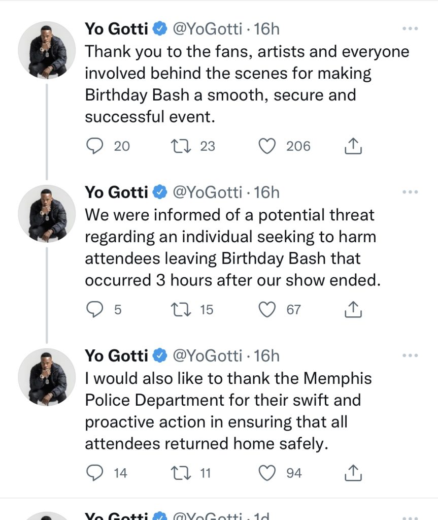 Yo Gotti speaks on threat against Birthday Bash attendees by man 