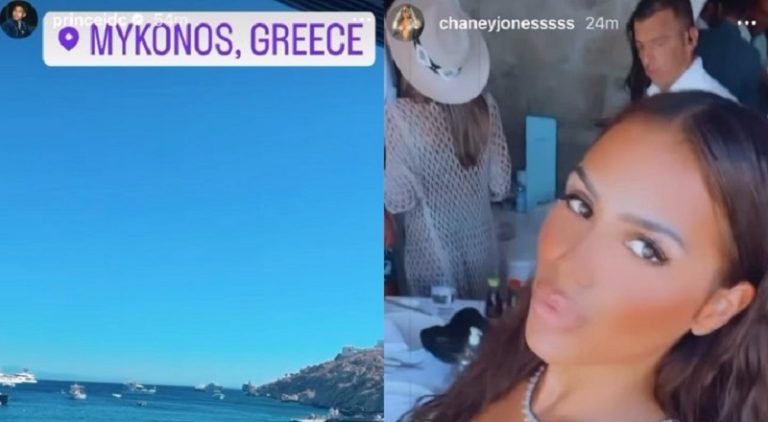 Chaney Jones and Justin Combs posted IG Stories from Greece