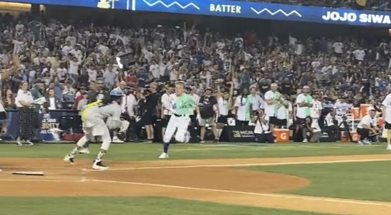 JoJo Siwa hits home run vs Quavo at MLB Celebrity Softball Game