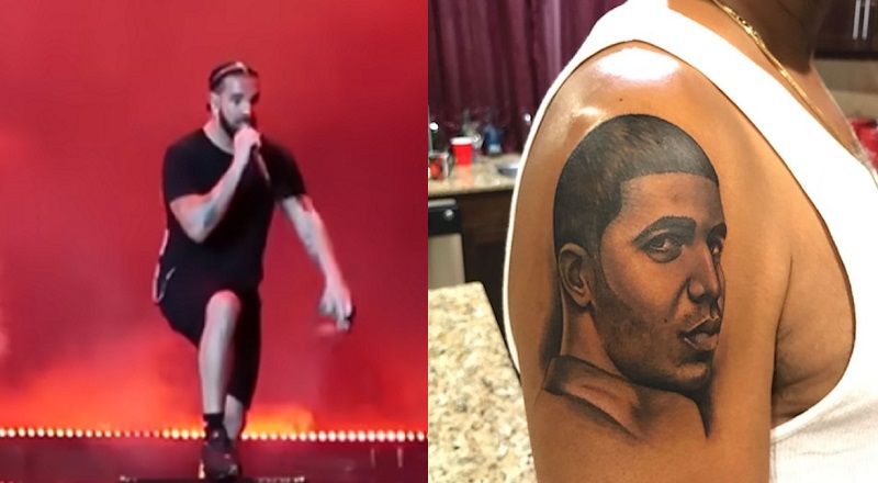 Drake criticizes the tattoo his father got of him on his arm