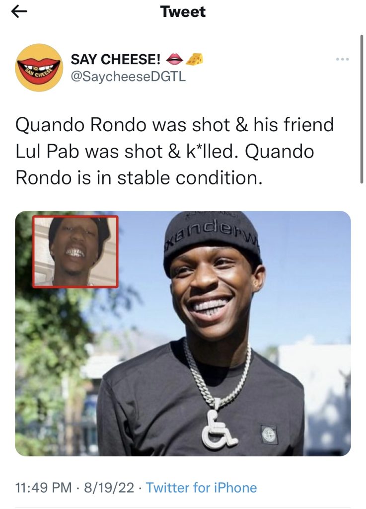 Quando Rondo shot and friend is killed