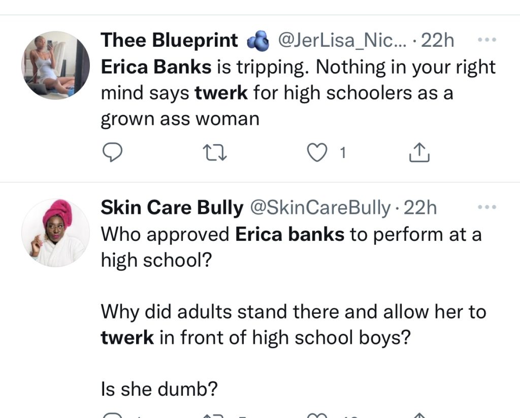 Erica Banks criticized for twerking at high school