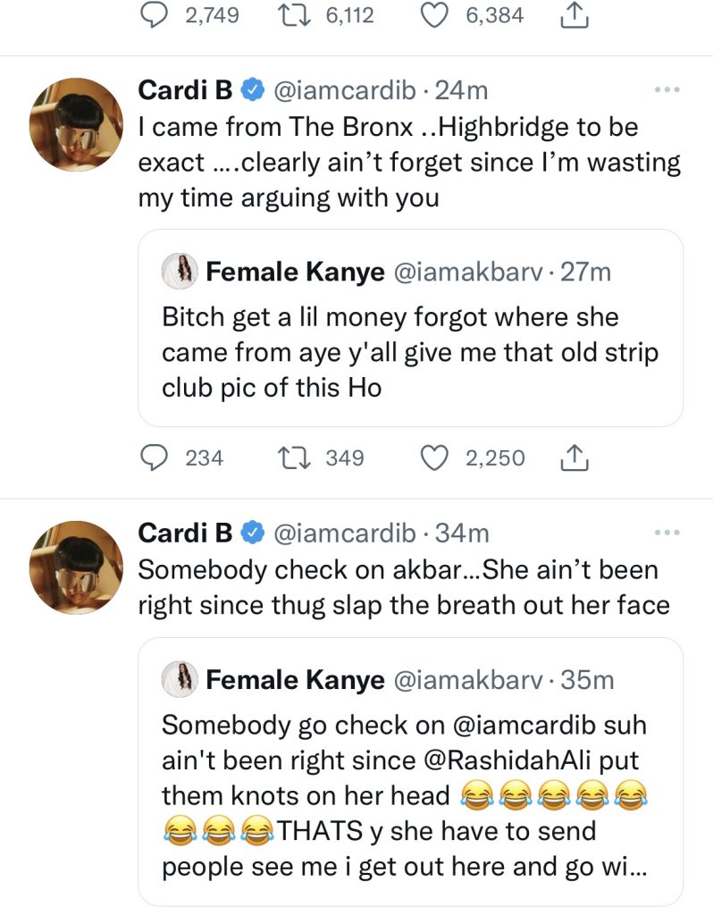 Cardi B and Akbar V feud on Twitter 