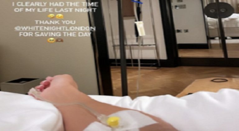 Lori Harvey shares photo of herself hooked to IV on her IG Story