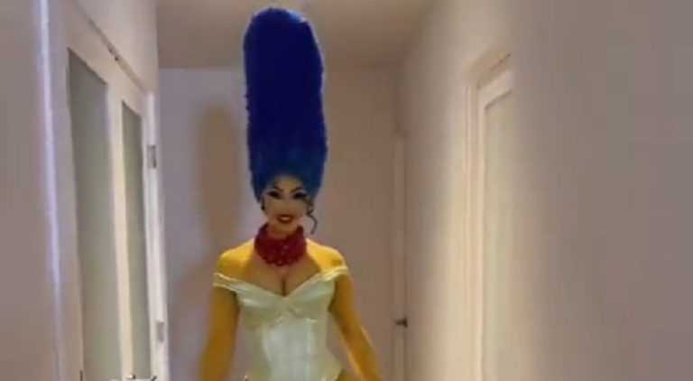 Cardi B dresses as Marge Simpson for Halloween