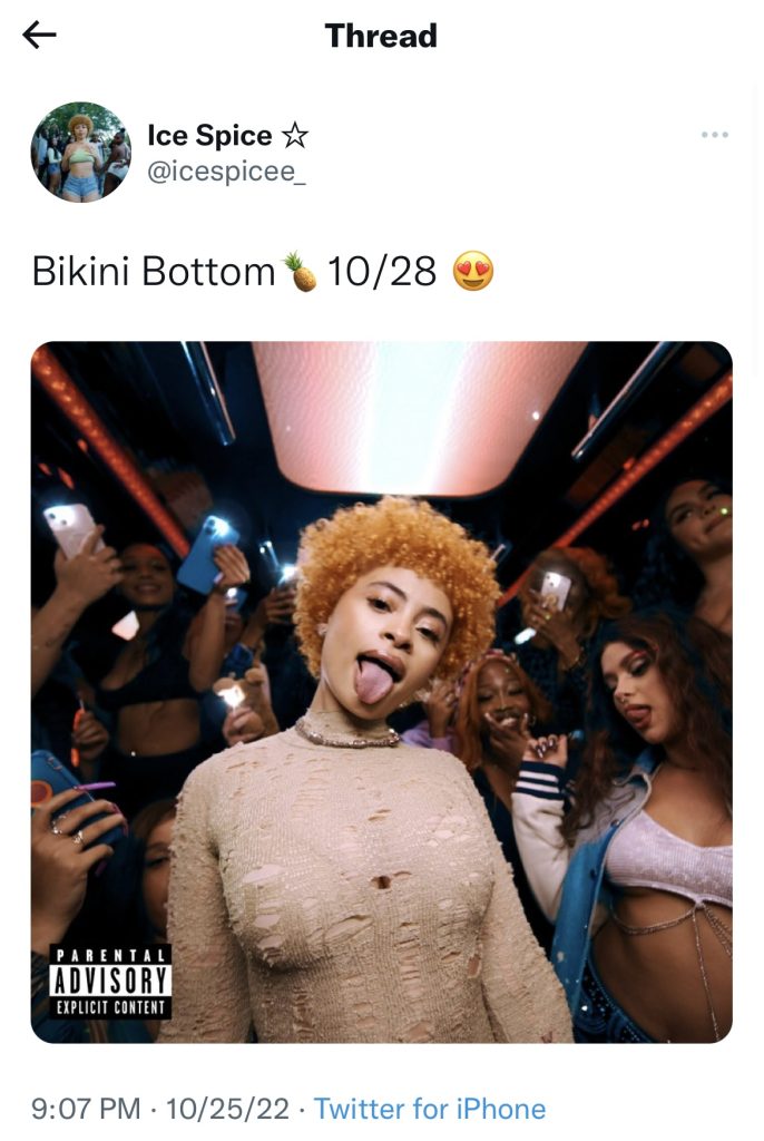 Ice Spice to release "Bikini Bottom" single on October 28
