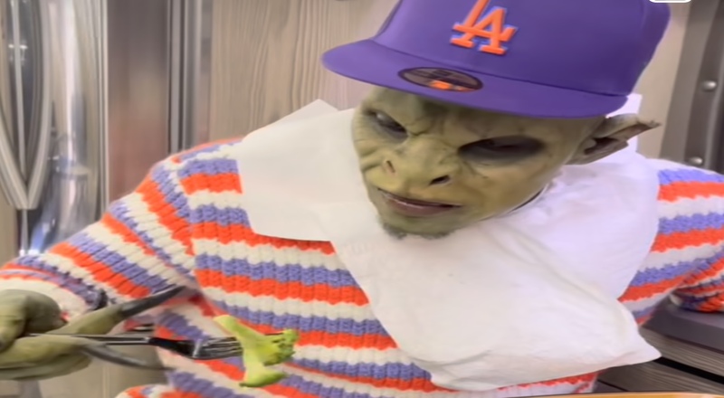 DaBaby eats meal in "Boogeyman" costume 