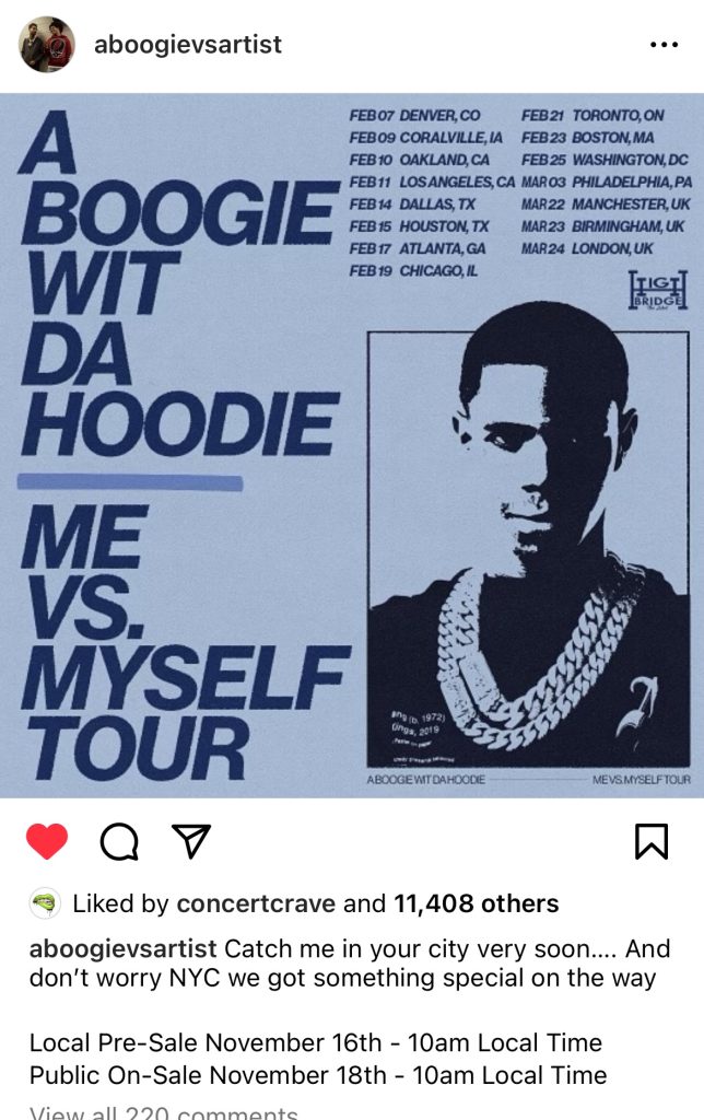 A Boogie announces dates for "Me Vs Myself" Tour