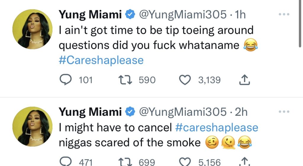 Yung Miami teases end of her "Caresha Please" show