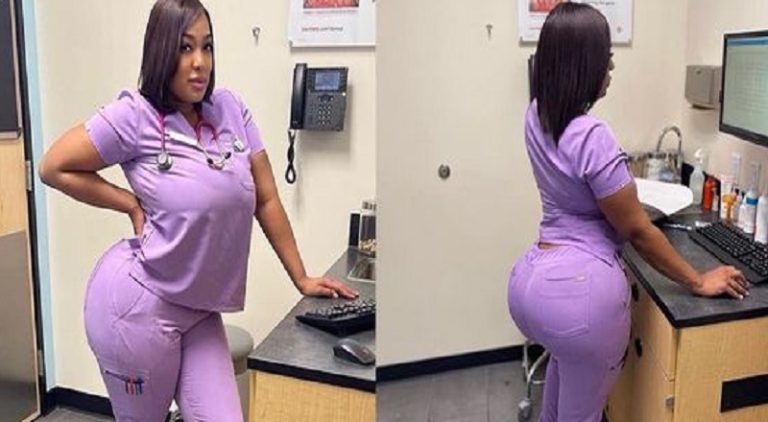 Nurse goes viral for her large backside in her nursing scrubs