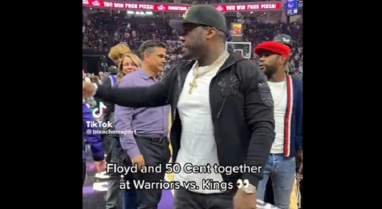 50 Cent and Floyd Mayweather end beef at Warriors-Kings game