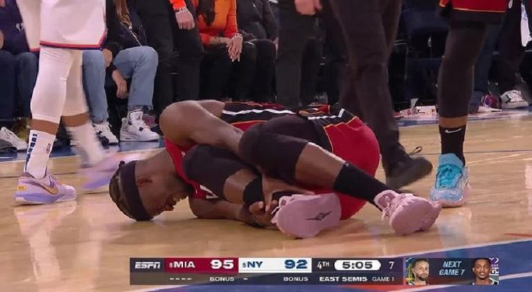 Jimmy Butler injures his right ankle in Game 1 vs Knicks