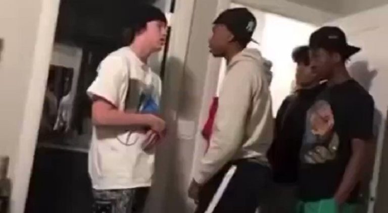 Black guy makes White guy apologize for saying n-word