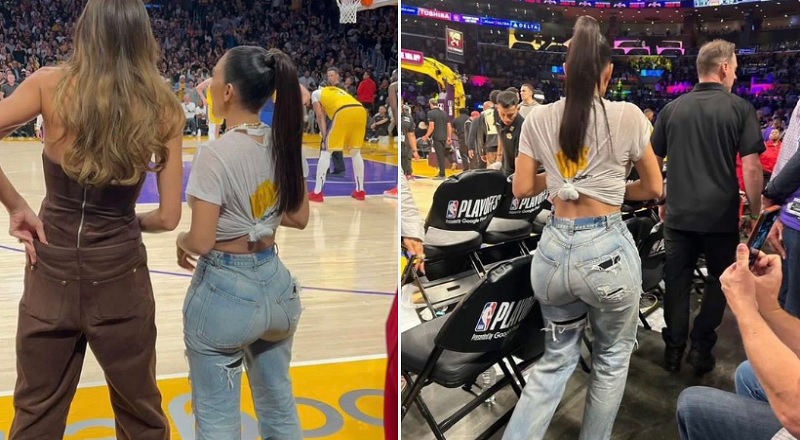 Kim Kardashian's backside at Lakers game gets made fun of