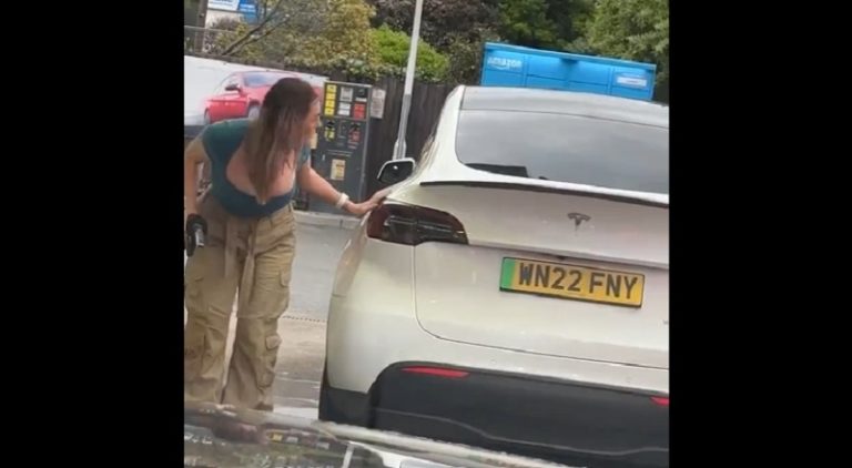 Woman took Tesla to a gas station and tried to put fuel in it