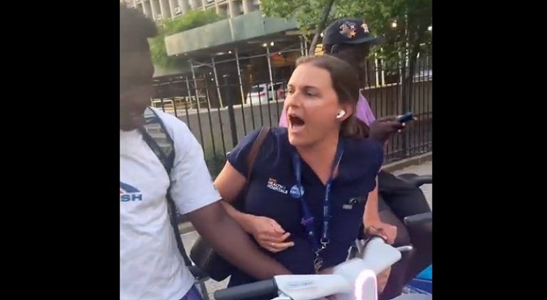 White woman steals a citibike from a group of Black teens