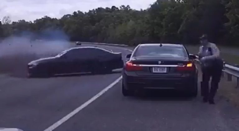 Teenager loses control of car at 125 MPH and crashes into a cop