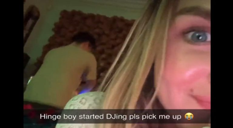 Woman records her Hinge date dancing wildly in the background