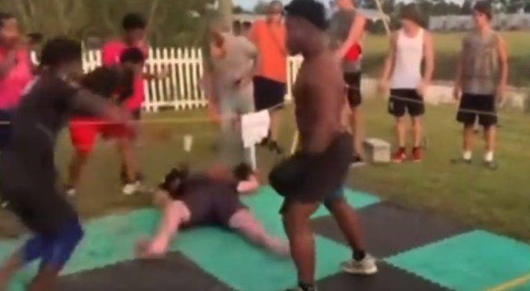 Man boxes father and son knocking father out in one punch