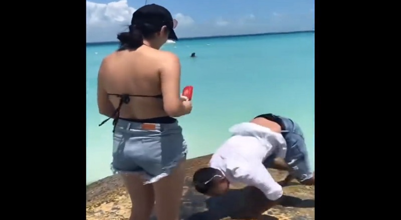 Man slips and falls in the middle of his marriage proposal