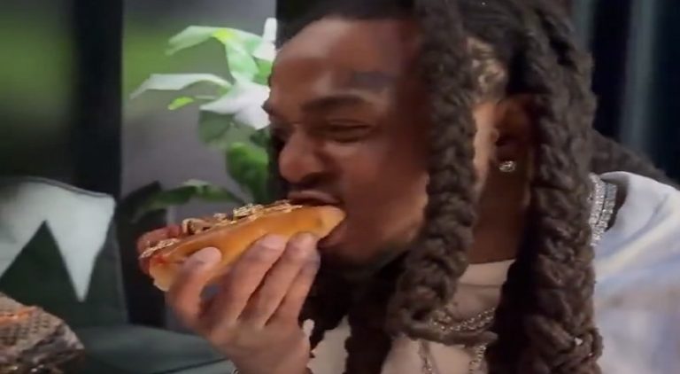 Quavo eats $100K hotdog in France