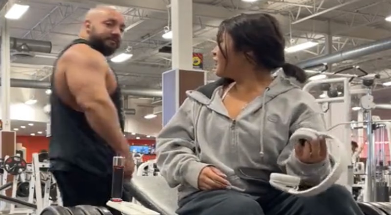 Man threatens woman recording her workout in the gym