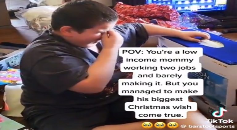Boy cries when his mom cries as he gets PS5 for Christmas