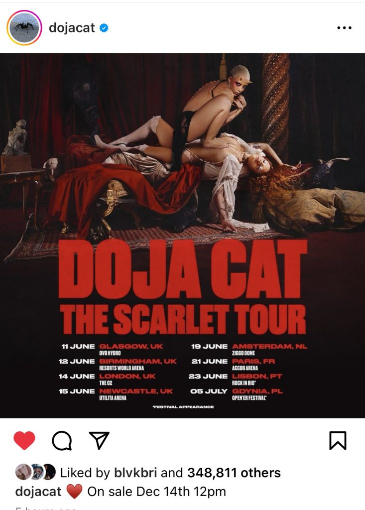 Doja Cat announces European dates for Scarlet Tour