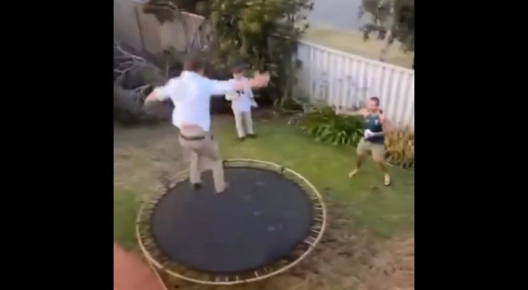 Man jumps from house roof onto trampoline injuring himself