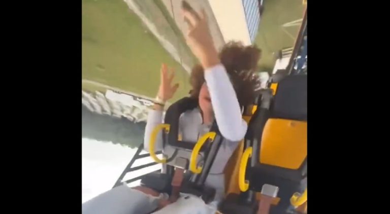 Girl loses phone on rollercoaster when it goes upside down