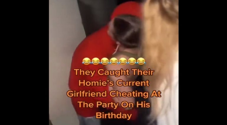 Guys catch friend's girlfriend cheating at his birthday party