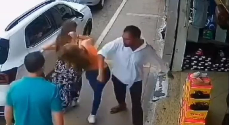 Vicious man walks down street and randomly punches woman