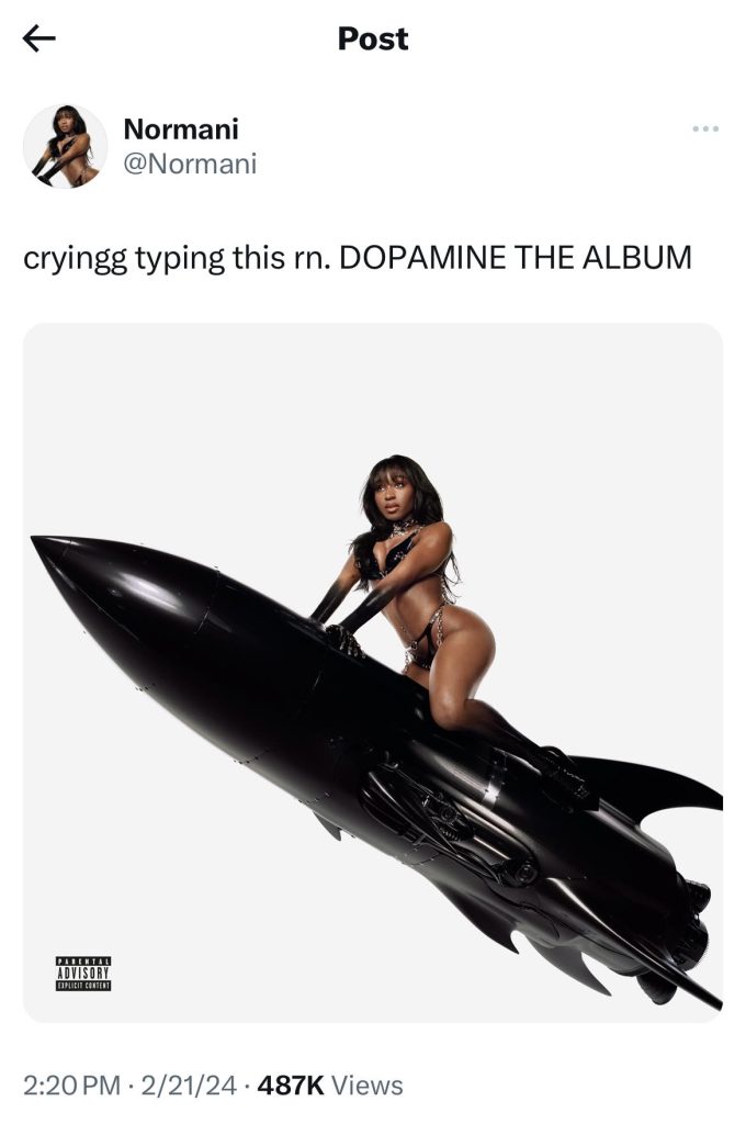 Normani reveals cover art for debut album "Dopamine"